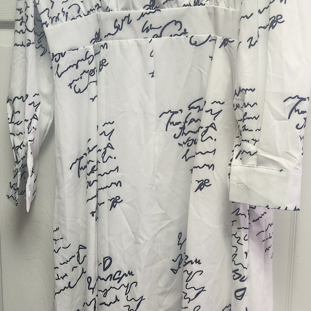 White Script Print Women's Maxi Dress Sz XL - Picture 6 of 6